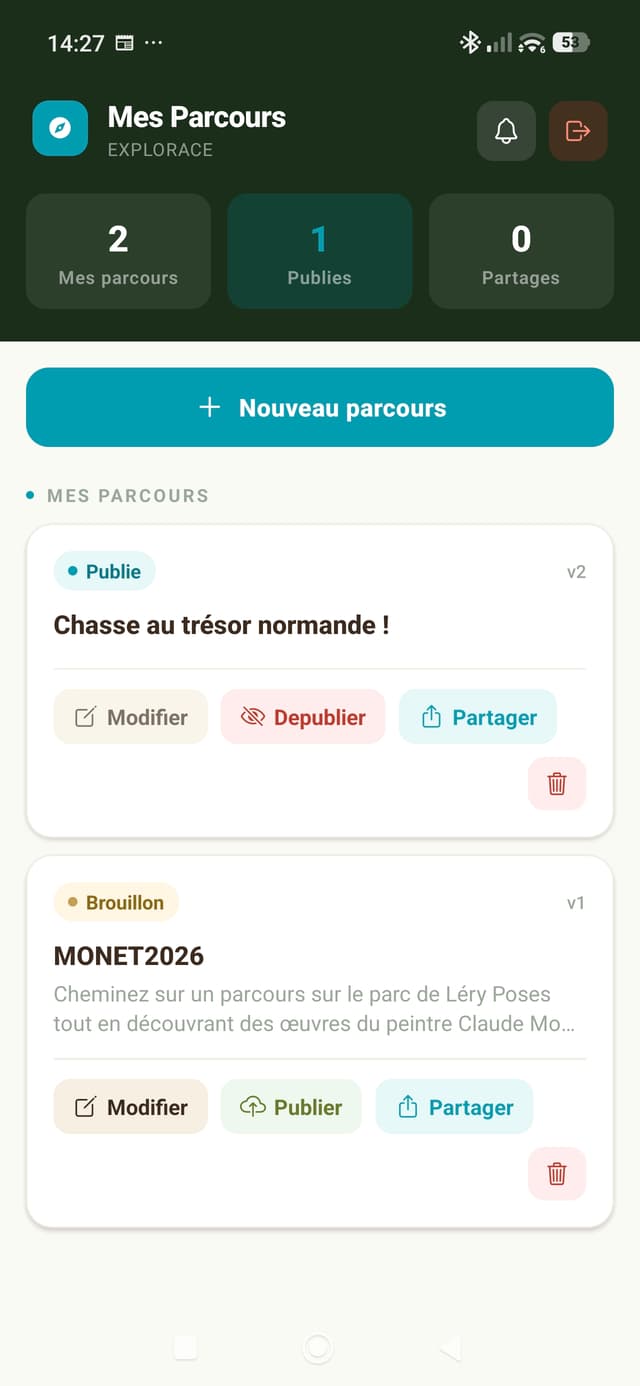 Mode brochure dans les options du parcours