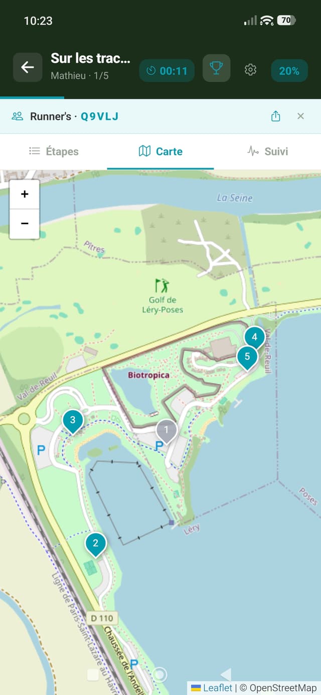 Carte GPS interactive avec les balises numerotees